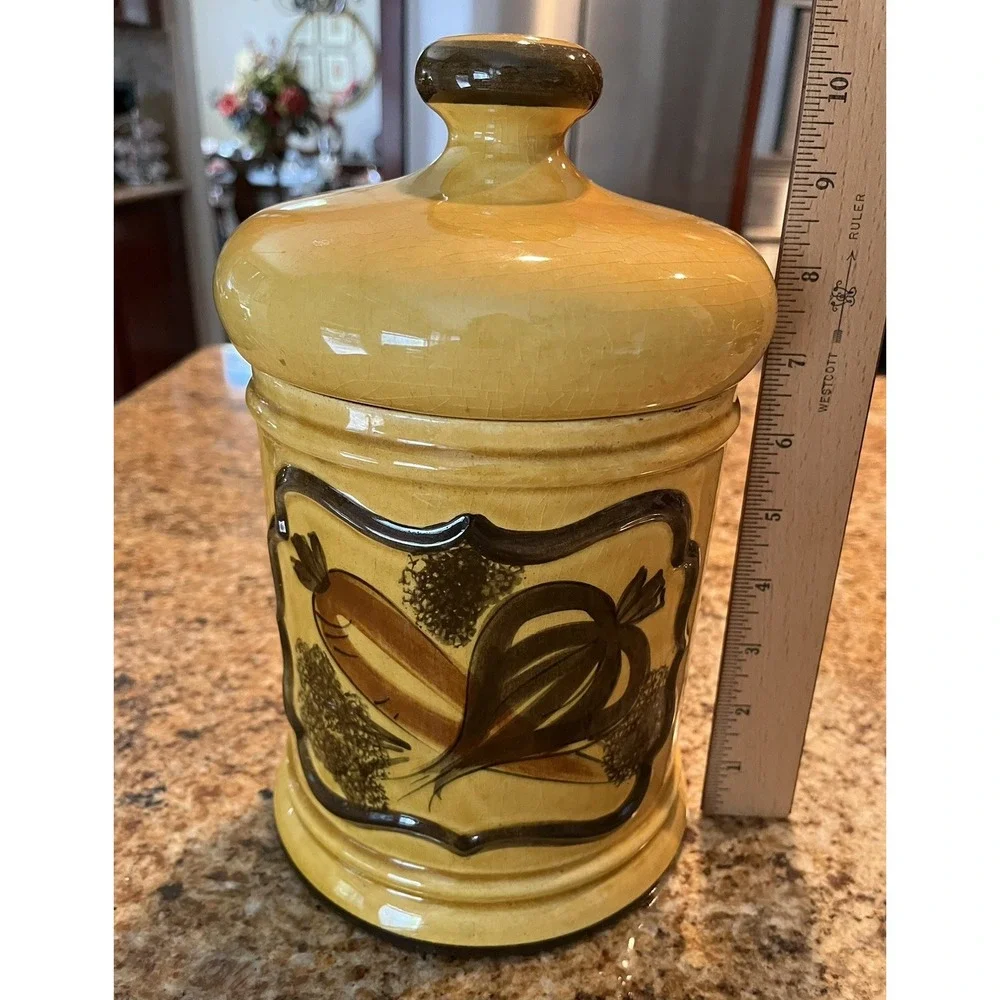 VTG Cookie Jar Canister California LOS ANGELES POTTERIES USA Hand Painted 1962